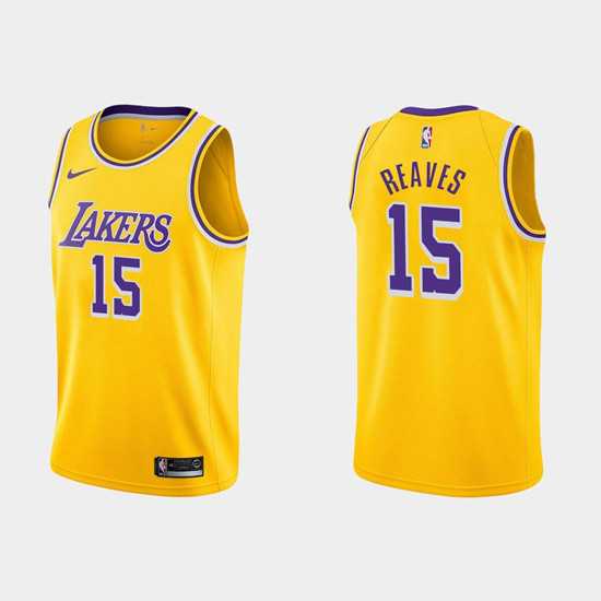 Mens Los Angeles Lakers #15 Austin Reaves Gold Stitched Jersey